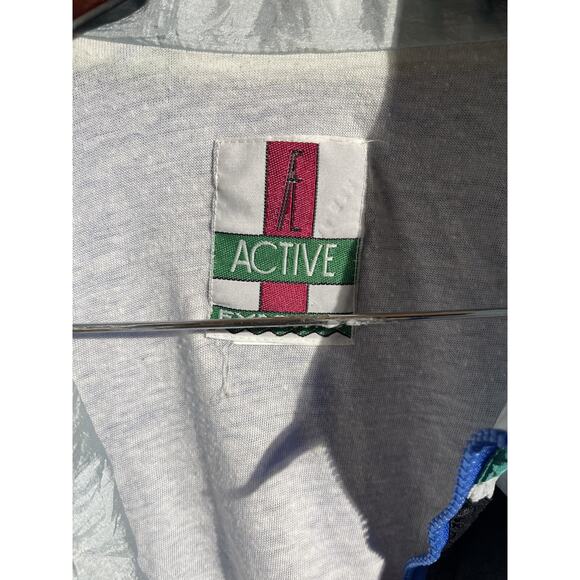 Vintage Active Jacket Mens Large Blue Green Colorblock Windbreaker 90s Zip - Picture 6 of 6